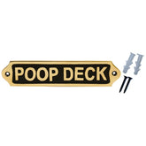 POOP DECK Brass Door sign | black finish with mounting hardware